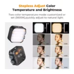 K&F Lighting RGB (Black) 2500K - 9900K CRI 96+ Built-in 2000mAh Battery, 21 Lighting Effects