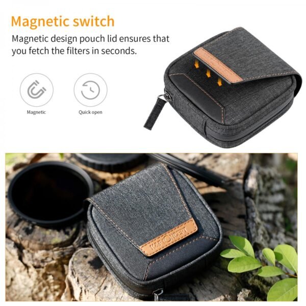 Distributor Lensa dan Aksesoris Fotografi Digital Pratama Retailindo Camera Lens Filter Pouch Case, 4-Pocket Filter Carry Case, Belt Bag Pouch Water-Resistant shockproof and Dustproof Design for 37mm-95mm Filters
