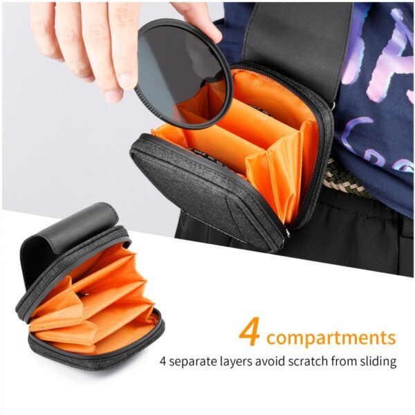 Distributor Lensa dan Aksesoris Fotografi Digital Pratama Retailindo Camera Lens Filter Pouch Case, 4-Pocket Filter Carry Case, Belt Bag Pouch Water-Resistant shockproof and Dustproof Design for 37mm-95mm Filters
