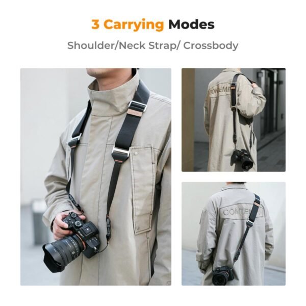 Distributor Lensa dan Aksesoris Fotografi Digital Pratama Retailindo 45mm Camera Neck Strap with Quick Release for Photographers, Adjustable Camera Shoulder Sling Strap Compatible for Nikon Canon Sony Olympus DSLR Camera - Strap URBAN WANDER 03 (Black )