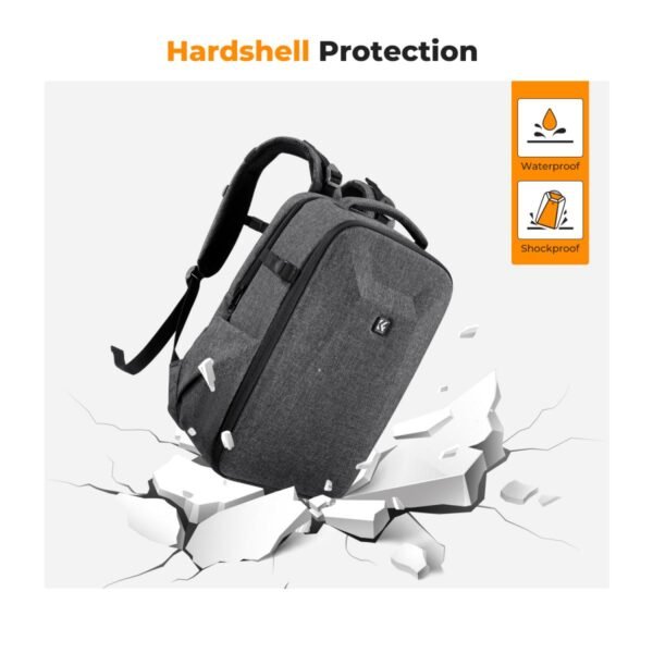 K&F Concept Camera Backpack Hardshell DSLR Photography Camera Bag with 15-15.6 Inch Laptop Compartment Waterproof Camera Case Compatible for Canon/Nikon/Sony/DJI Mavic - Backpack 22L Nature Wander 10 (Dark Grey)