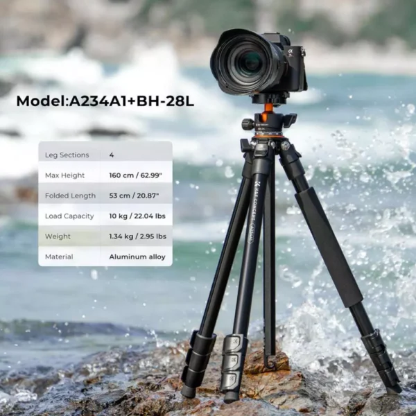 62"/1.6m Alumunium Tripod Lightweight and Portable DSLR Tripod,10KG Load Capacity Ball Head,Quick Release Plate for Travel and Work A234A1