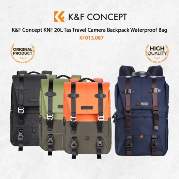 Distributor Lensa dan Aksesoris Fotografi Digital Pratama Retailindo K&F KNF Concept 20L Tas Travel Camera Backpack Waterproof Bag - Camera Bag - Tas Kamera - Blue