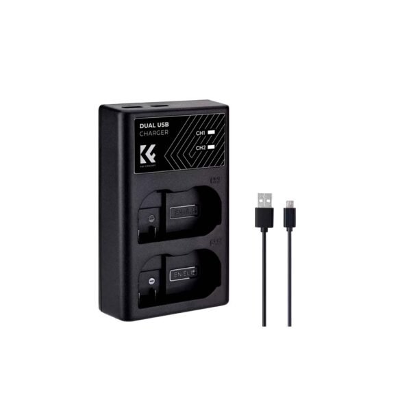 EN-EL15/EN-EL15A/EN-EL15B Battery Charger, Dual Slot Quick Charger for Nikon D7000, D7100, D7200, D750, D850, D810, D800, D800E, D750, D610, D600, D500, Z6, Z7, V1 Camera