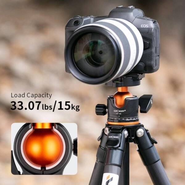 70”/1.7m Carbon Fiber Travel Tripod Max Height,lightweight tripod 15kg/33.07lbs Load for DSLR Cameras A254C4+BH-35L (old model SA254C2)