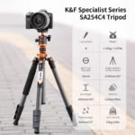 62''/1.6m Portable Travel Tripod Carbon Fiber Tripod 22lbs Load with Detachable Monopod 360° Ball Head & Carry Bag for DSLR,D254C1+BH-28L