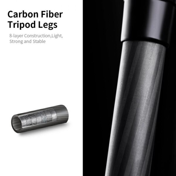 62''/1.6m Portable Travel Tripod Carbon Fiber Tripod 22lbs Load with Detachable Monopod 360° Ball Head & Carry Bag for DSLR,D254C1+BH-28L