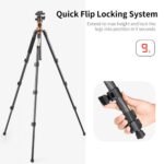 62''/1.6m Portable Travel Tripod Carbon Fiber Tripod 22lbs Load with Detachable Monopod 360° Ball Head & Carry Bag for DSLR,D254C1+BH-28L