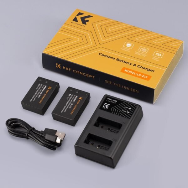 LP-E17 Replacement Battery 2 Pack and Charger for EOS RP, Rebel T8i, T7i, T6i, T6s, SL2, SL3, EOS M3, M5, M6 Mark II, 77D, 200D, 750D, 760D, 800D, 8000D (Micro USB Port,1250mAH)