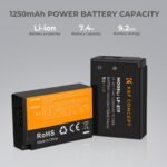 LP-E17 Replacement Battery 2 Pack and Charger for EOS RP, Rebel T8i, T7i, T6i, T6s, SL2, SL3, EOS M3, M5, M6 Mark II, 77D, 200D, 750D, 760D, 800D, 8000D (Micro USB Port,1250mAH)