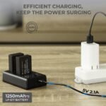 LP-E17 Replacement Battery 2 Pack and Charger for EOS RP, Rebel T8i, T7i, T6i, T6s, SL2, SL3, EOS M3, M5, M6 Mark II, 77D, 200D, 750D, 760D, 800D, 8000D (Micro USB Port,1250mAH)