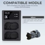 EN-EL15/EN-EL15A/EN-EL15B Battery Charger, Dual Slot Quick Charger for Nikon D7000, D7100, D7200, D750, D850, D810, D800, D800E, D750, D610, D600, D500, Z6, Z7, V1 Camera