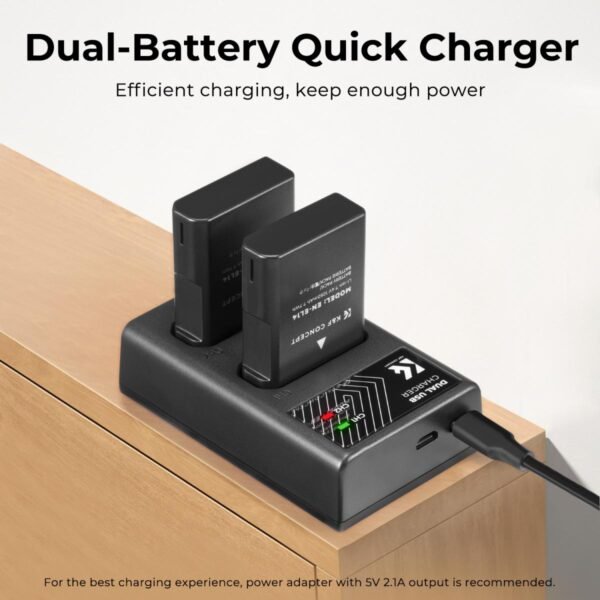EN-EL14 Battery and Charger for Nikon EN-EL14 Battery, with Dual Charging Slot, Fit for Nikon D3500 D5600 D3200 D3300 D3400 D5500 Coolpix P7800 P7700 P7200 P7100 P7000 (1050mAh*2)