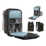 K&F Concept 22L Camera Case for Photographers Large Capacity Camera Bags with Raincover, 15.6 Inch Laptop Compartment for Camera Drone Bags - Backpack 22L Nature Wander 11 (Black)