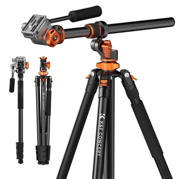 Distributor Lensa dan Aksesoris Fotografi Digital Pratama Retailindo 91 inch/2.3m fluid head tripod video tripod Reversible Detachable Monopod Transverse Center Column horizontal 360 ° panoram