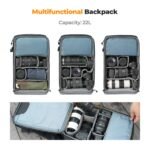 K&F Concept 22L Camera Case for Photographers Large Capacity Camera Bags with Raincover, 15.6 Inch Laptop Compartment for Camera Drone Bags - Backpack 22L Nature Wander 11 (Black)