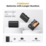 LP-E6/LP-E6NH Battery and 3-Slot Charger, 3-Pack Replacement Battery for Canon EOS R5, R6, EOS R, 5D Mark IV, 5D Mark III, 5DS, 5DS R, 5D Mark II, 6D, 6D Mark II, 7D, 7D Mark II, 2250mAh