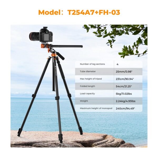 Distributor Lensa dan Aksesoris Fotografi Digital Pratama Retailindo 91 inch/2.3m fluid head tripod video tripod Reversible Detachable Monopod Transverse Center Column horizontal 360 ° panoram