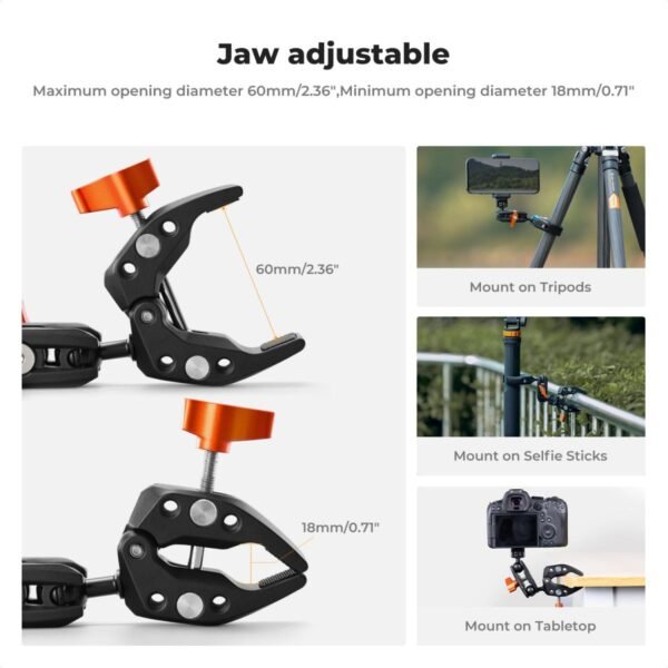 K&F Concept Super Clamp with Dual Ballhead Magic Arm