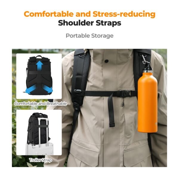 K&F Concept 22L Camera Case for Photographers Large Capacity Camera Bags with Raincover, 15.6 Inch Laptop Compartment for Camera Drone Bags - Backpack 22L Nature Wander 11 (Black)