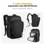 K&F Concept Camera Alpha Backpack Air 25L, Camera Bags for Photographers Large Capacity with Raincover - Backpack 25L Nature Wander 01 (Black + Red)