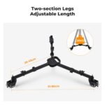 K&F Concept Photography Tripod Dolly, Heavy Duty with 3" Rubber Wheels 44lbs Capacity Tripod Wheels, Compact Video Tripod Dolly with Adjustable Legs and Carry Bag for DSLR Cameras Camcorder.