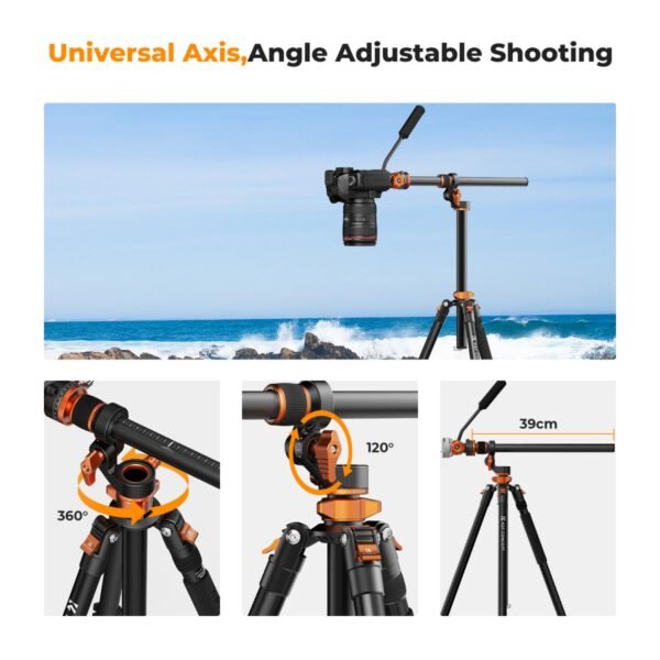 Distributor Lensa dan Aksesoris Fotografi Digital Pratama Retailindo 91 inch/2.3m fluid head tripod video tripod Reversible Detachable Monopod Transverse Center Column horizontal 360 ° panoram