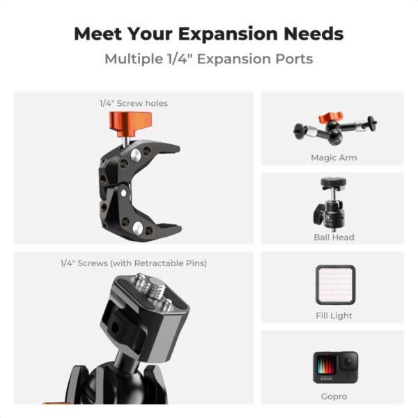 K&F Concept Super Clamp with Dual Ballhead Magic Arm