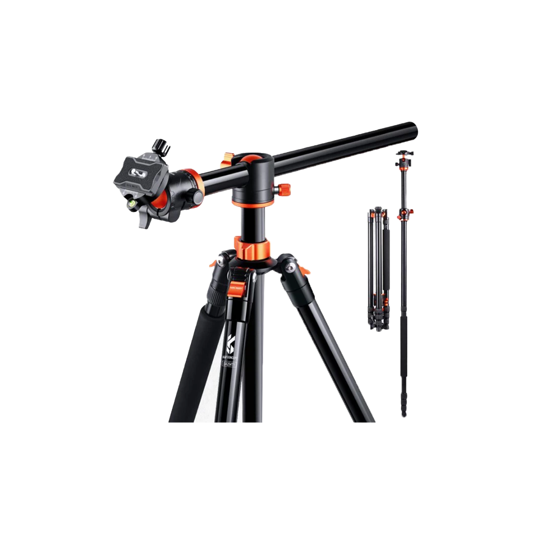 94"/2.4m Overhead Camera Tripod alumunium video Tripod Transverse Center Column 22lbs/10kg Load with Detachable Monopod for DSLR SLR, T254A8+BH-28L (SA254T1)