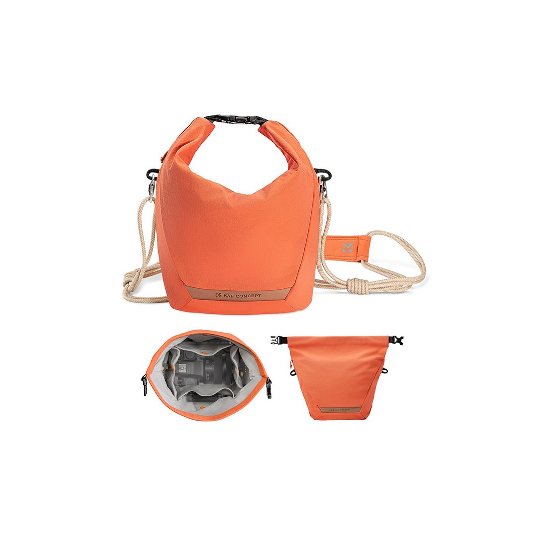 K&F Concept Camera Sling Bag Small Camera bag Lightweight Crossbody and Inner Liner Bag for Protection and Versatility, Orange