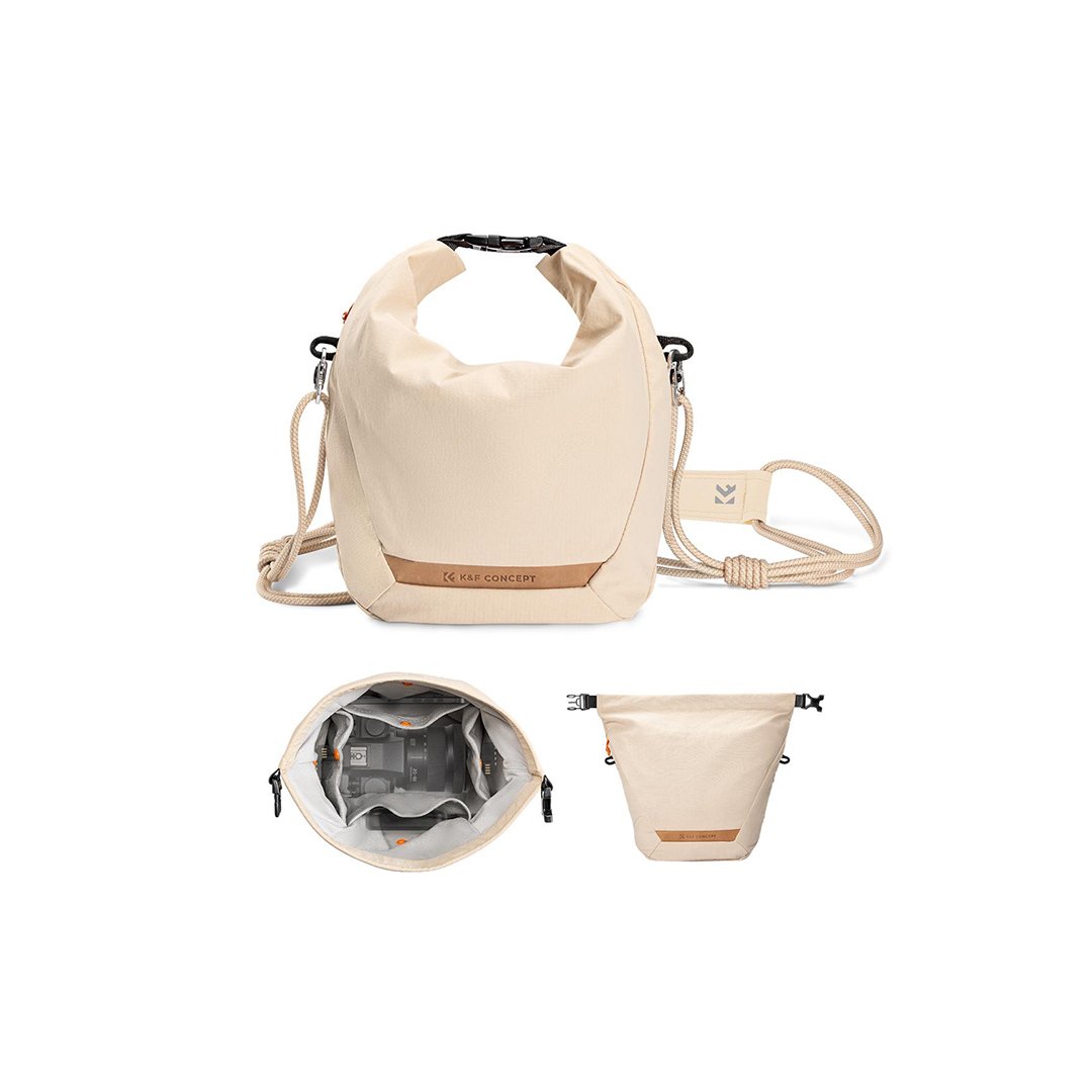 K&F Concept Camera Sling Bag Small Camera bag Lightweight Crossbody and Inner Liner Bag for Protection and Versatility, Beige