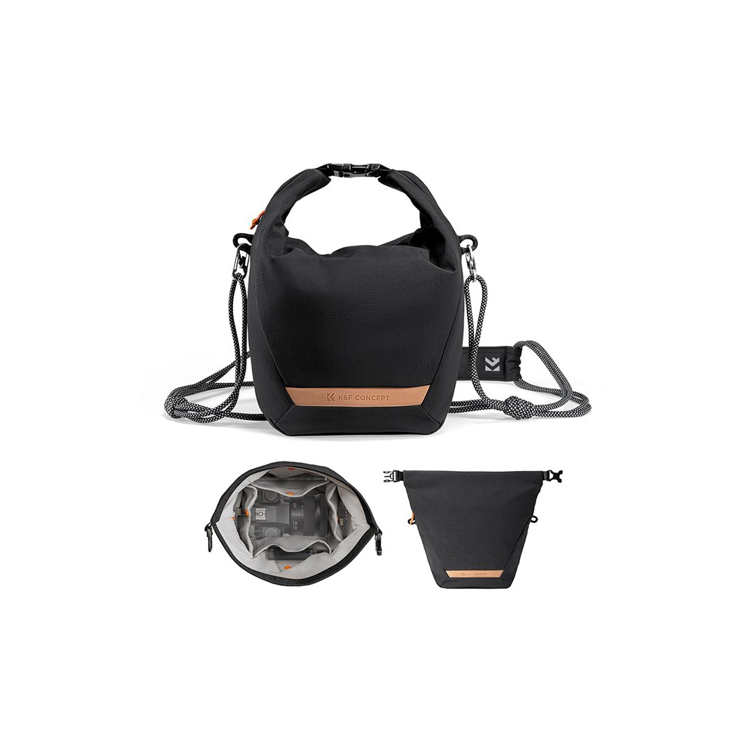 K&F Concept Camera Sling Bag Small Camera bag Lightweight Crossbody and Inner Liner Bag for Protection and Versatility, Black