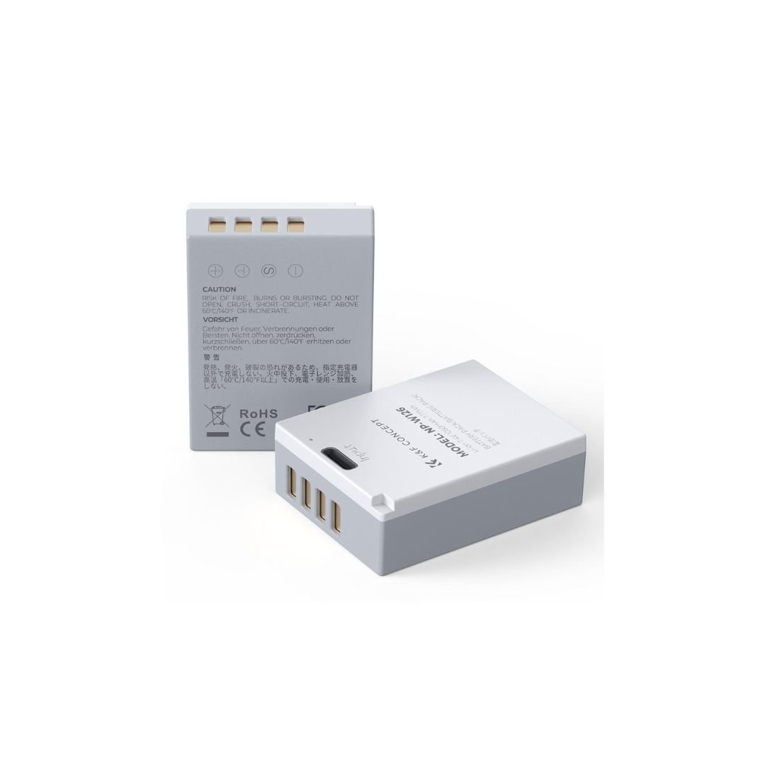 K&F Concept 2-Pack NP-W126 NP-W126S Battery with USB C Fast Charging for Fujifilm X100VI, X100V, XS10, XT30, XT30 II, XT20, XE4, A5 Cameras