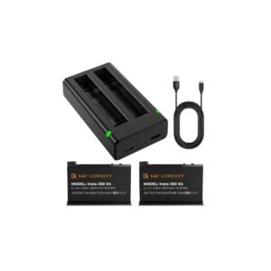K&F Concept Insta 360 X4 Battery and Charger, 2-Pack 2350mAh X4 Battery and Dual LED Fast Battery Charger for Insta 360 X4 Accessories