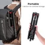 67”/1.7m Aluminum Video Camera Tripod Transverse Center Column 26lbs/12KG Load Capacity Portable Monopod with 32mm Ball Head Quick Release Plate, for Travel and Work T255A4+BH-32L(Red)