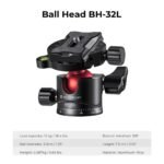 67”/1.7m Aluminum Video Camera Tripod Transverse Center Column 26lbs/12KG Load Capacity Portable Monopod with 32mm Ball Head Quick Release Plate, for Travel and Work T255A4+BH-32L(Red)