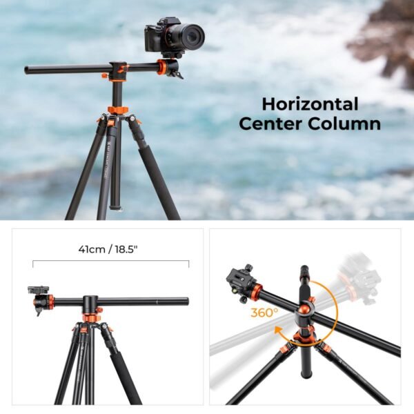 94"/2.4m Overhead Camera Tripod alumunium video Tripod Transverse Center Column 22lbs/10kg Load with Detachable Monopod for DSLR SLR, T254A8+BH-28L (SA254T1)