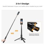 K&F Concept Invisible Selfie Stick, Extension Long Pole（120cm/47.2in）for Insta360 Sports Camera GoPro DJI Action, 1/4" Extended Monopod with GoPro Adapter.