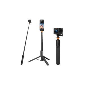 K&F Concept Invisible Selfie Stick, Extension Long Pole(120cm/47.2in)for Insta360 Sports Camera GoPro DJI Action, 1/4" Extended Monopod with GoPro Adapter.