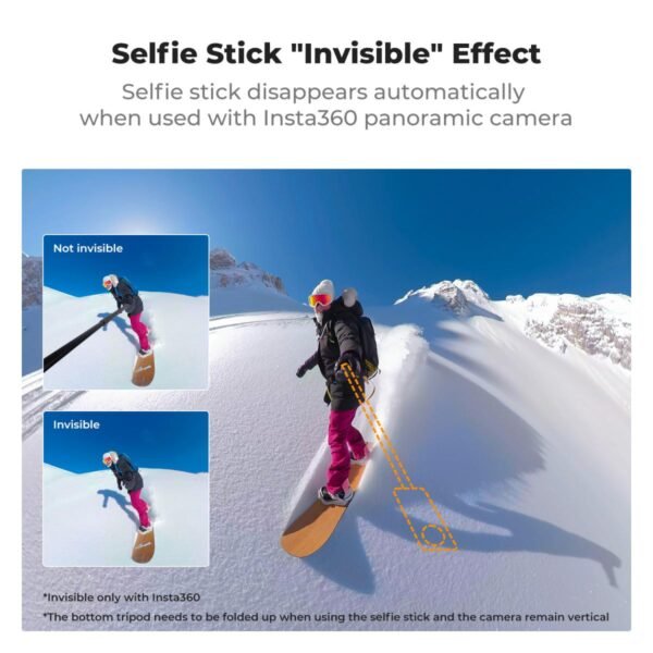 K&F Concept Invisible Selfie Stick, Extension Long Pole（120cm/47.2in）for Insta360 Sports Camera GoPro DJI Action, 1/4" Extended Monopod with GoPro Adapter.