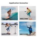 K&F Concept Invisible Selfie Stick, Extension Long Pole（120cm/47.2in）for Insta360 Sports Camera GoPro DJI Action, 1/4" Extended Monopod with GoPro Adapter.