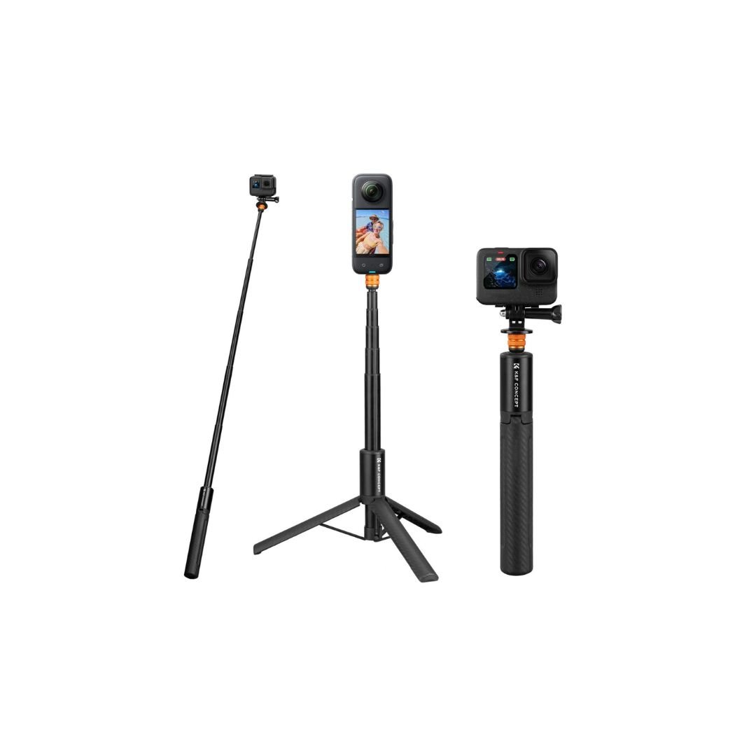 K&F Concept Invisible Selfie Stick, Extension Long Pole（120cm/47.2in）for Insta360 Sports Camera GoPro DJI Action, 1/4" Extended Monopod with GoPro Adapter.
