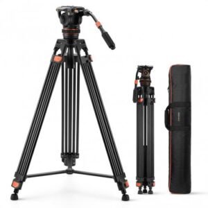 K&F Concept 17.6lbs/8KG Load Capacity Fluid Head Tripod Camera Tripod Maximum Height 75.2"/1.91m Video Tripod VA3+BV10