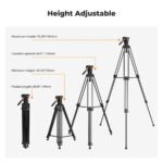 K&F Concept 17.6lbs/8KG Load Capacity Fluid Head Tripod Camera Tripod Maximum Height 75.2"/1.91m Video Tripod VA3+BV10