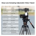 K&F Concept 17.6lbs/8KG Load Capacity Fluid Head Tripod Camera Tripod Maximum Height 75.2"/1.91m Video Tripod VA3+BV10