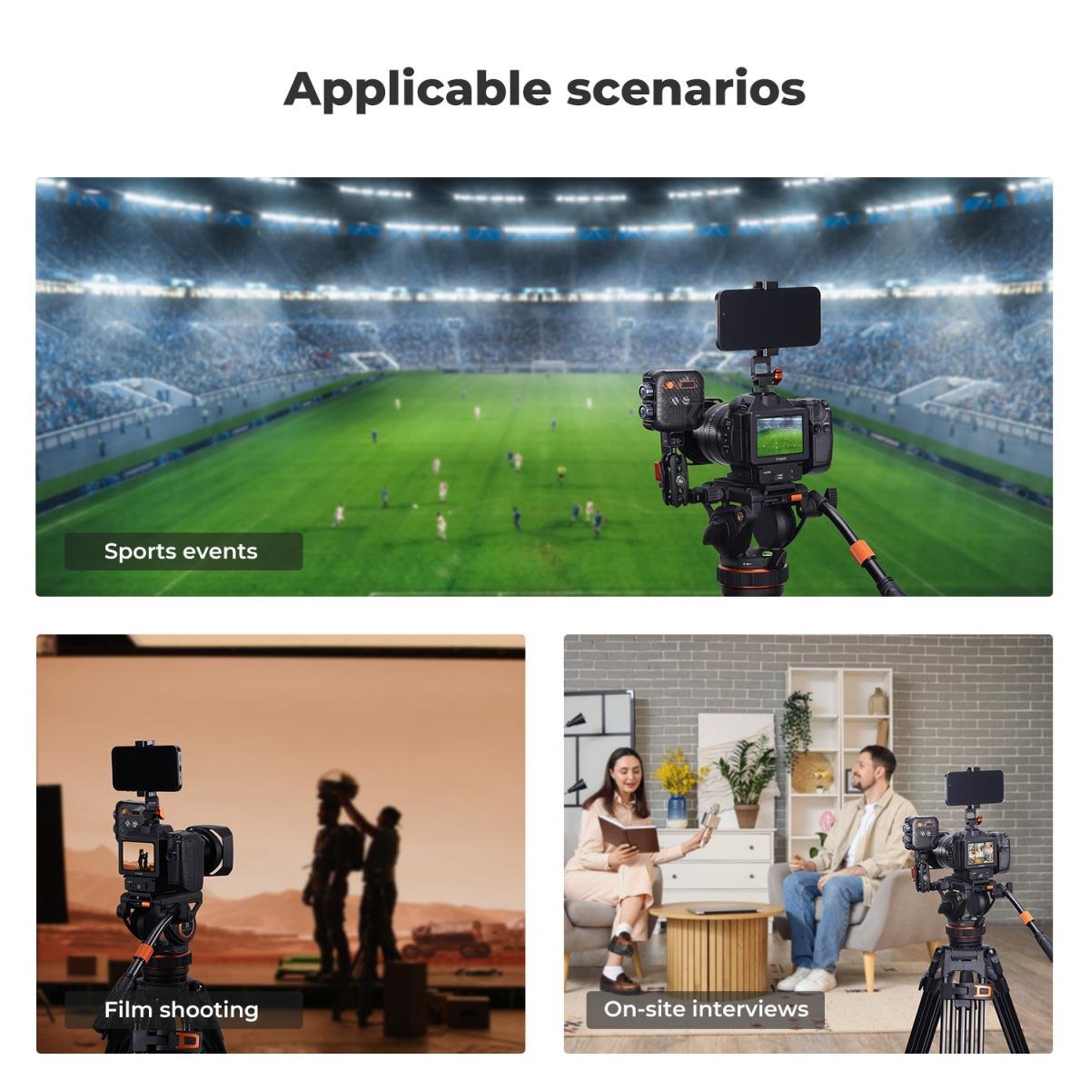 K&F Concept 17.6lbs/8KG Load Capacity Fluid Head Tripod Camera Tripod Maximum Height 75.2"/1.91m Video Tripod VA3+BV10
