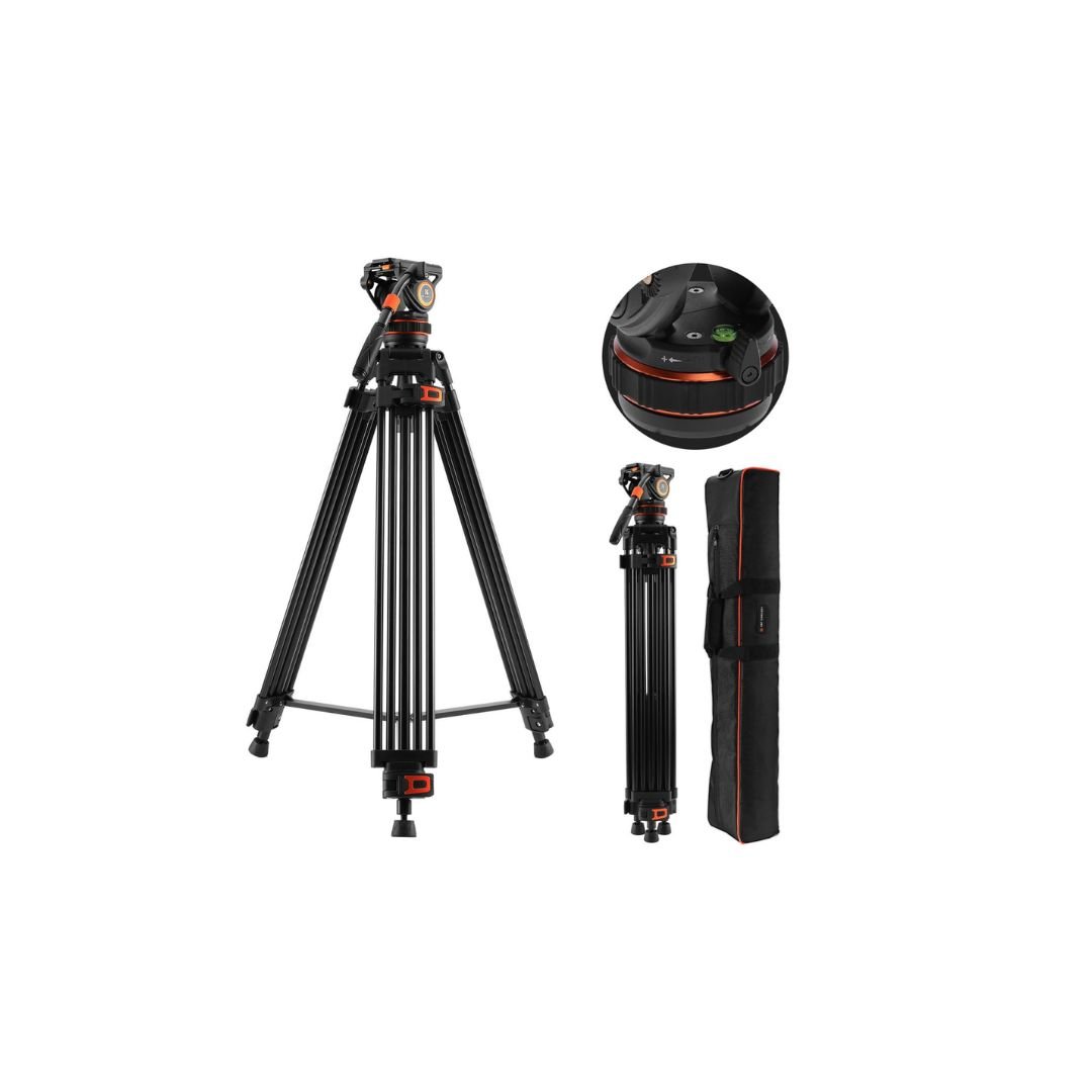 K&F Concept 17.6lbs/8KG Load Capacity Fluid Head Tripod Camera Tripod Maximum Height 75.2"/1.91m Video Tripod VA3+BV10