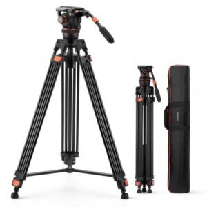 22lbs/10KG Load Capacity Fluid Head Tripod Camera Tripod Maximum Height 75.2"/1.91m Video Tripod VA3+BV20