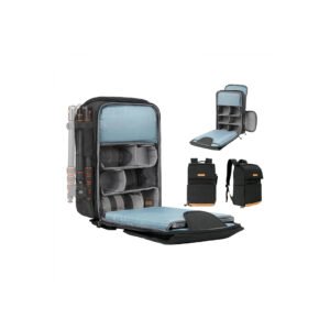 K&F Concept 22L Camera Case for Photographers Large Capacity Camera Bags with Raincover, 15.6 Inch Laptop Compartment for Camera Drone Bags - Backpack 22L Nature Wander 11 (Black)