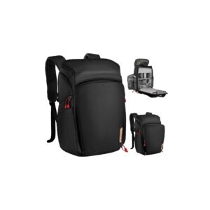 K&F Concept Camera Alpha Backpack Air 25L, Camera Bags for Photographers Large Capacity with Raincover - Backpack 25L Nature Wander 01 (Black + Red)